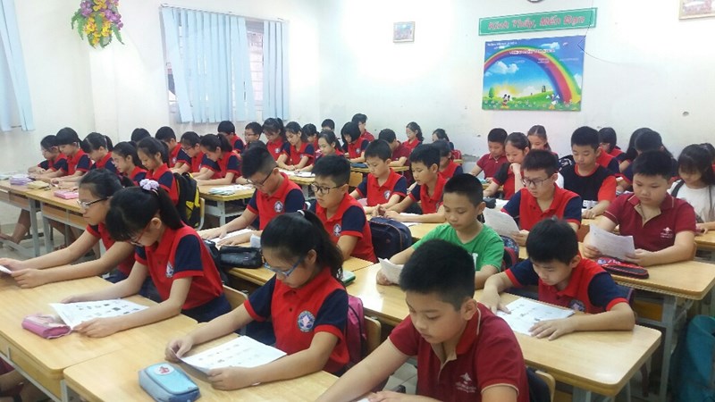 Học sinh Trường Tiểu học Ái Mộ A tham gia kỳ thi  Tiếng Anh A1 theo khung tham chiếu Châu  Âu